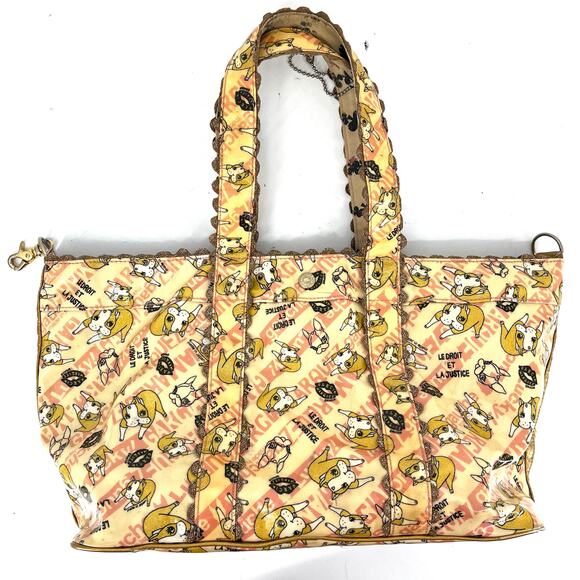 Garcia Marquez Gauche Tokyo Vinyl Dog Themed Tote Bag Fabric Lined Double Handle - Picture 1 of 10